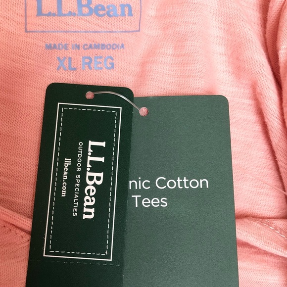 🌸NEW LLBean Soft Organic Cotton Coral Tee Size XLARGE - Picture 7 of 8